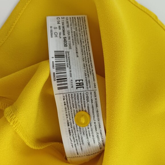 MANGO MNG Women Sleeveless Flowy Pocket Blouse Yellow Size S - Picture 8 of 10